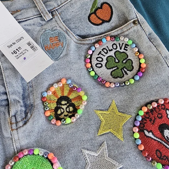 Vibrant Embellished Denim Skirt - Picture 8 of 12